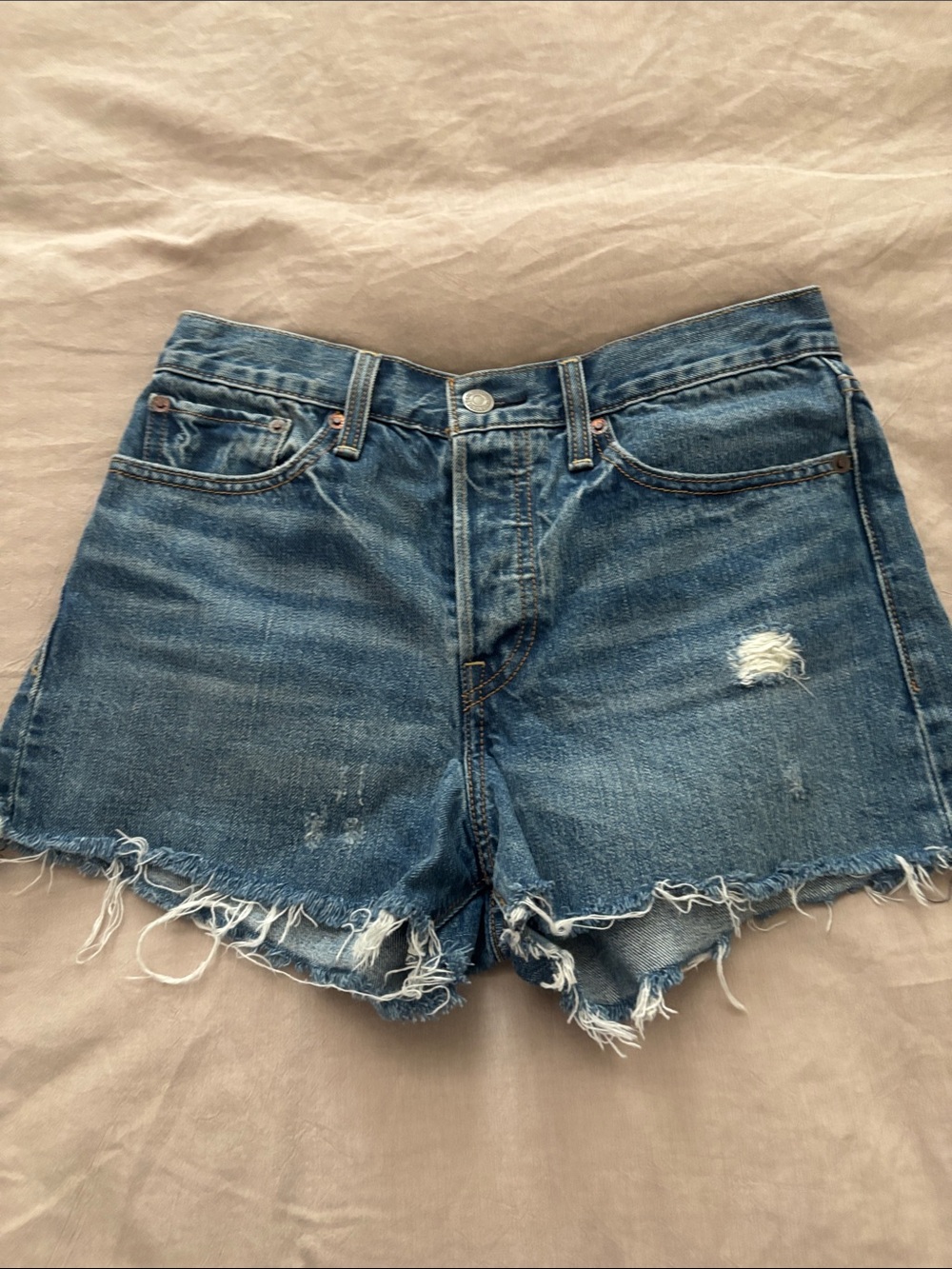 Classic Distressed Blue Denim Women’s Shorts